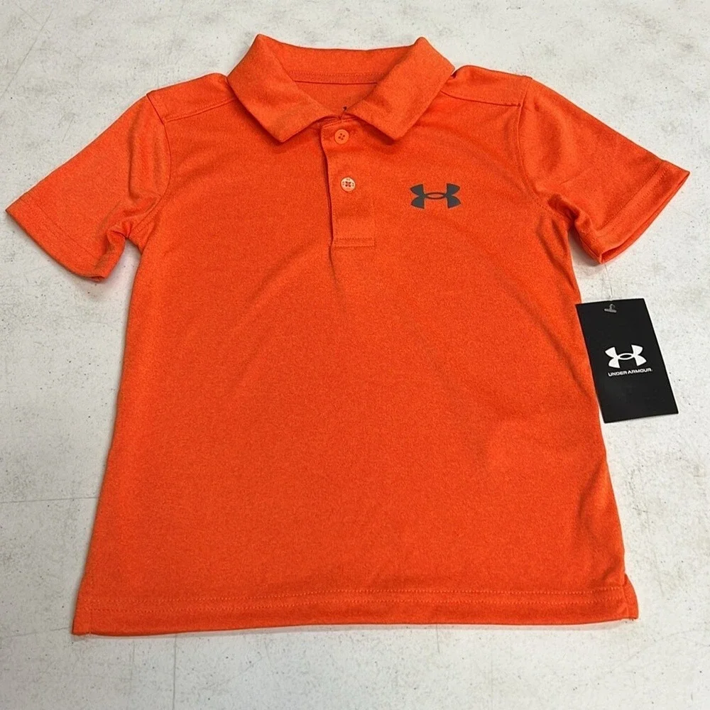 Boys Under Armour Match Polo Orange Blast Size 5 New with Tags